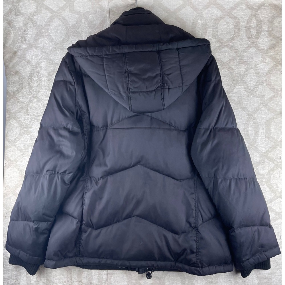 Nautica Puffer Jacket Mens Large Black Good Hooded Double Layer Bib Parka Coat - Picture 8 of 9